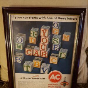 Vintage AC Spark Plugs Ad not a reproduction